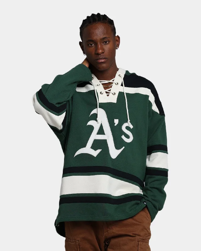 47 Brand Oakland Athletics Superior Lacer Hoodie Dark Green Hoodie with Half-Zip Sporty Casual 47 Brand Oakland Athletics Superior Lacer Hoodie Dark Green Hoodie with Half-Zip Sporty Casual