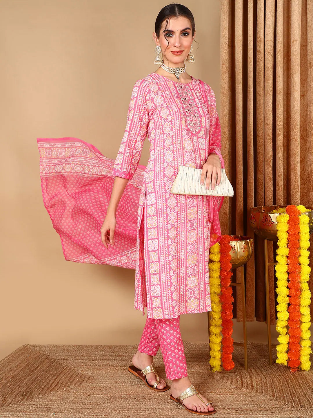 Ahika Women Pink Pure Cotton Ethnic Motifs Printed Embroidered Kurta Trouser With Dupatta Trousers Timeless Classic Ahika Women Pink Pure Cotton Ethnic Motifs Printed Embroidered Kurta Trouser With Dupatta Trousers Timeless Classic
