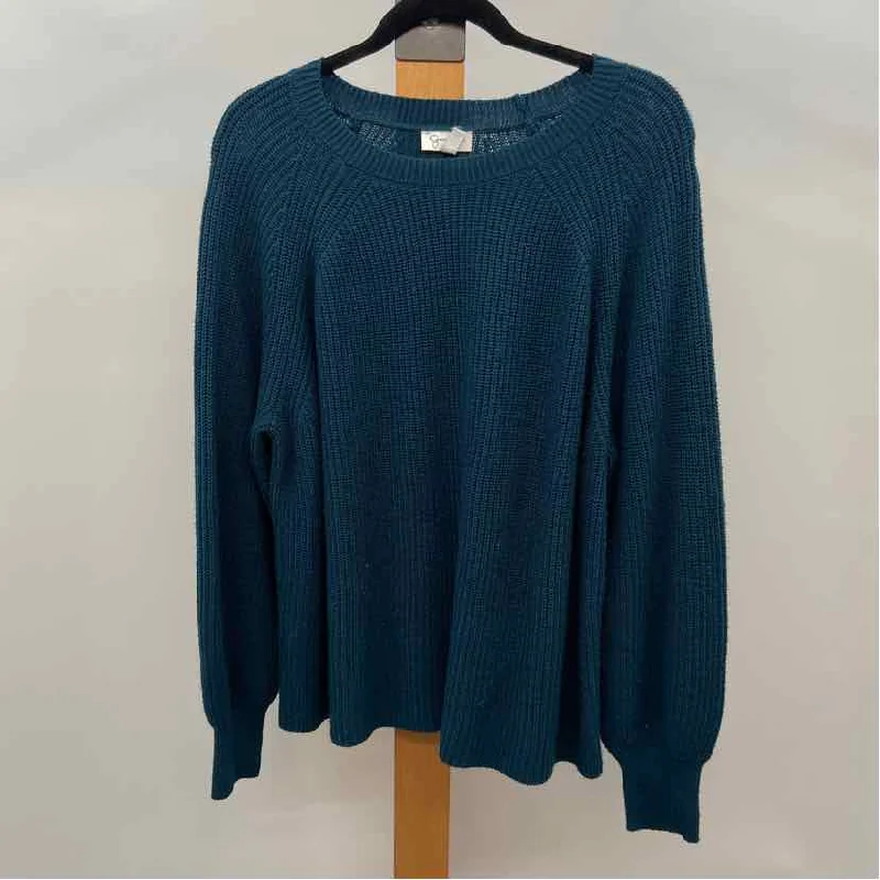 Jessica Simpson Women's Size XXL Teal Solid Sweater Satin Fabric Silk Fabric Chiffon Fabric Jessica Simpson Women's Size XXL Teal Solid Sweater Satin Fabric Silk Fabric Chiffon Fabric