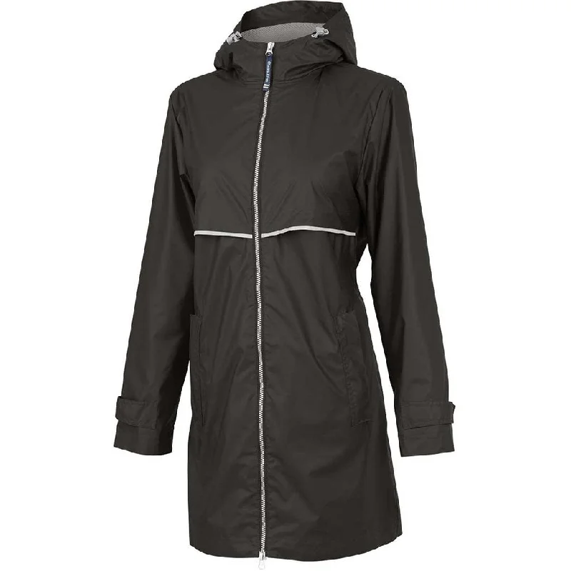 Charles River Apparel CRA 5791 Women's Long New Englander Rain Jacket Zip Front Button Front Snap Front Charles River Apparel CRA 5791 Women's Long New Englander Rain Jacket Zip Front Button Front Snap Front
