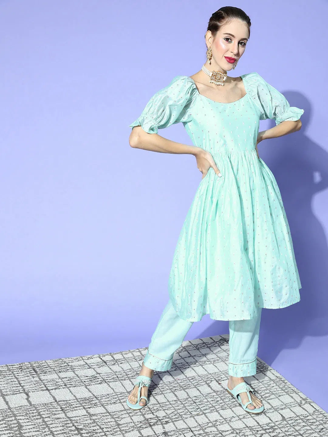 Ahika Woven Design Poly Chanderi Kurta Trousers Set-PKSET1146_S Trousers Versatile Stylish Ahika Woven Design Poly Chanderi Kurta Trousers Set-PKSET1146_S Trousers Versatile Stylish