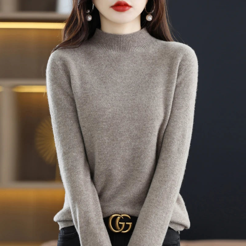 100% Pure Wool Half-neck Pullover Cashmere Sweater Women's Casual Knit Top Jersey Fabric Tulle Fabric Batik Fabric 100% Pure Wool Half-neck Pullover Cashmere Sweater Women's Casual Knit Top Jersey Fabric Tulle Fabric Batik Fabric