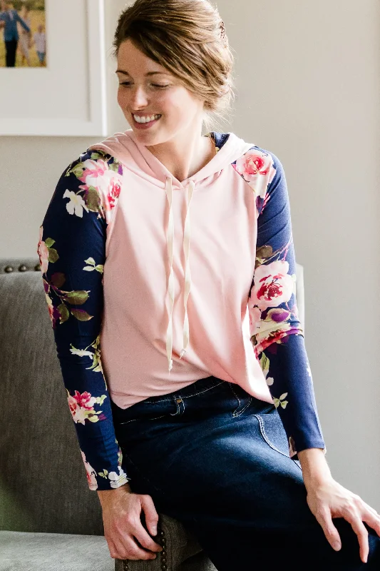 Sweet Floral Drawstring Hoodie - FINAL SALE Hoodie with Zipper Placket Modern Functional Sweet Floral Drawstring Hoodie - FINAL SALE Hoodie with Zipper Placket Modern Functional