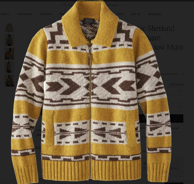Pendleton Wool Sweater Westerley Mustard Brown Cream Zip Front Anti-Pilling Anti-Shrink Durable Pendleton Wool Sweater Westerley Mustard Brown Cream Zip Front Anti-Pilling Anti-Shrink Durable