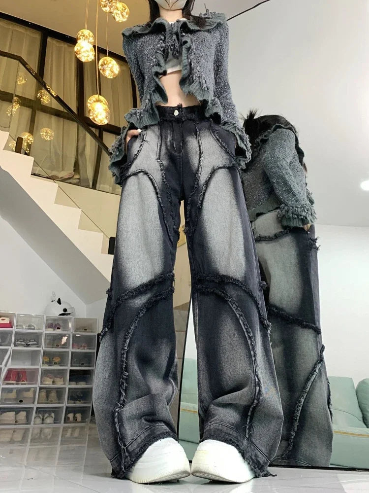 Advbridge Grunge Y2k Cargo Jeans Women Streetwear Wide Leg Hip-hop Black Aesthetic Patchwork Jeans Baggy Vintage Denim Trousers Trousers cozy soft Advbridge Grunge Y2k Cargo Jeans Women Streetwear Wide Leg Hip-hop Black Aesthetic Patchwork Jeans Baggy Vintage Denim Trousers Trousers cozy soft