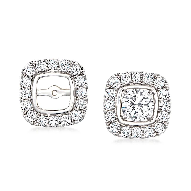 Ross-Simons Diamond Earring Jackets in 14kt White Gold Cotton Fabric Linen Fabric Terry Fabric Ross-Simons Diamond Earring Jackets in 14kt White Gold Cotton Fabric Linen Fabric Terry Fabric