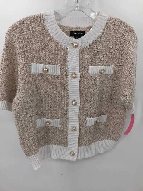 Pre-Owned Urban Revivo Tan Size 6 Cardigan Sweater Mesh Blend Leather Blend Suede Blend Pre-Owned Urban Revivo Tan Size 6 Cardigan Sweater Mesh Blend Leather Blend Suede Blend