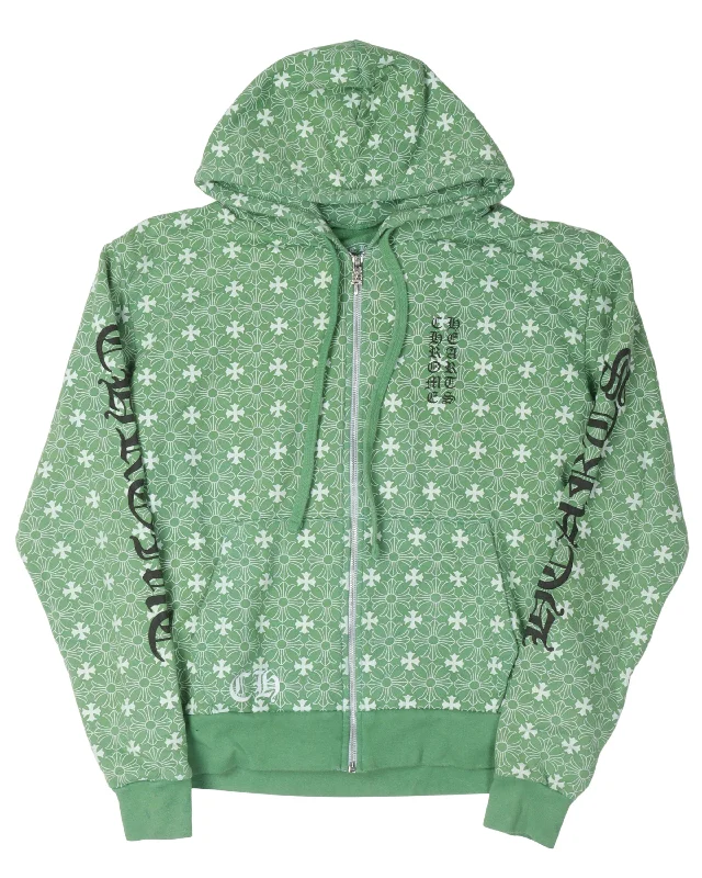 Monogram Horseshoe Logo Zip Up Hoodie Hoodie with Hem Contrast Bold Stylish
