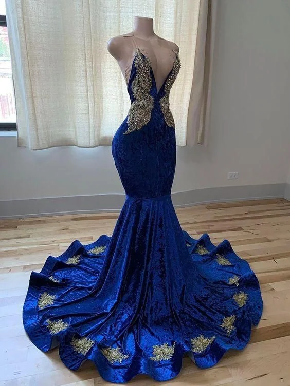 Exquisite Blue V-neck Spaghetti Straps Beading Sleeveless Floor-length Mermaid Prom Dresses,DS4924 Exquisite Blue V-neck Spaghetti Straps Beading Sleeveless Floor-length Mermaid Prom Dresses,DS4924