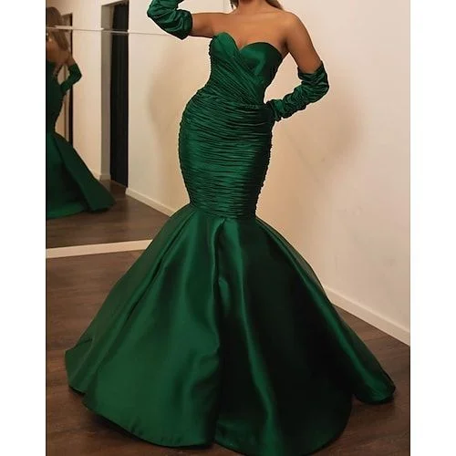 Mermaid / Trumpet Evening Dresses Elegant Dress Engagement Formal Evening Floor Length Sweetheart Neckline Long Sleeve Satin with Ruched 2022,DS5105 Mermaid / Trumpet Evening Dresses Elegant Dress Engagement Formal Evening Floor Length Sweetheart Neckline Long Sleeve Satin with Ruched 2022,DS5105