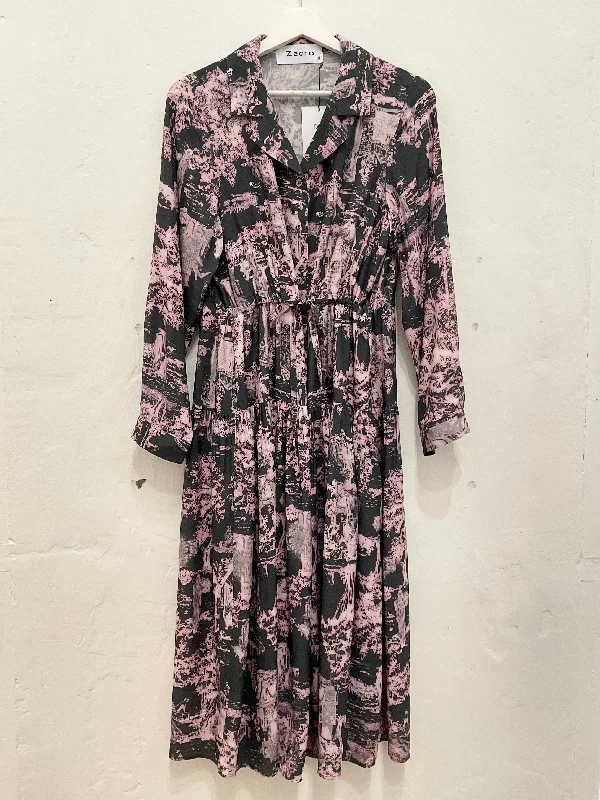 Woods pattern long sleeve dress