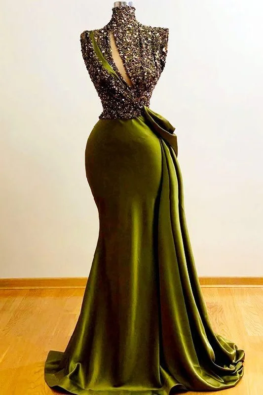 Trumpet/Mermaid Sweep/Brush Train V-neck Sleeveless Stretch Crepe Ruched Dresses, Long Evening Dresses C1213 Trumpet/Mermaid Sweep/Brush Train V-neck Sleeveless Stretch Crepe Ruched Dresses, Long Evening Dresses C1213
