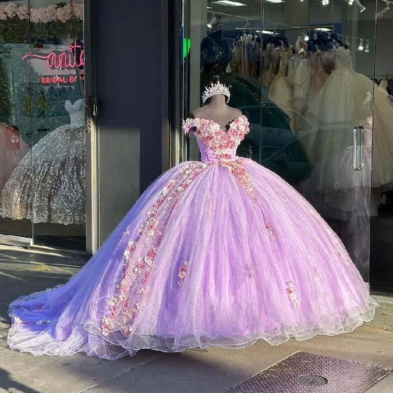 Cute Pink Princess Quinceanera Dress Puffy skirt Off Shoulder 3D Floral Applique Sweet 16 vestidos para 15 Prom Lace Up Cute Pink Princess Quinceanera Dress Puffy skirt Off Shoulder 3D Floral Applique Sweet 16 vestidos para 15 Prom Lace Up