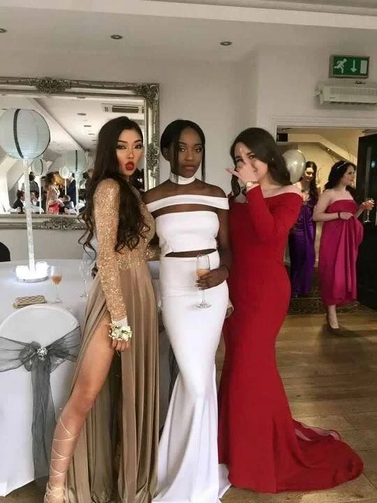 3 Different Style Mermaid Prom Dresses Crew Neck Beading Crystals African Girl Black Girl Evening Formal Gowns cg17692 3 Different Style Mermaid Prom Dresses Crew Neck Beading Crystals African Girl Black Girl Evening Formal Gowns cg17692