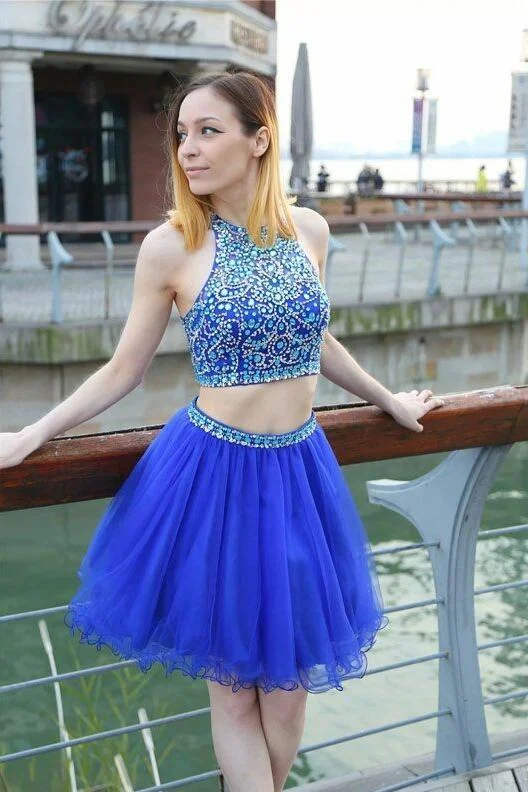 Two Pieces Royal Blue Short Prom Dress, Homecoming Dress, Dresses For Graduation Party, Evening Dress, Formal Dress Two Pieces Royal Blue Short Prom Dress, Homecoming Dress, Dresses For Graduation Party, Evening Dress, Formal Dress