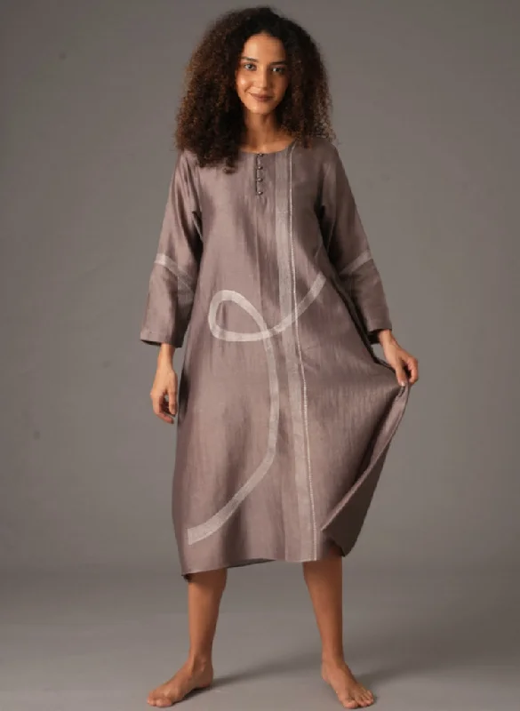 Greige Embroidery Dress