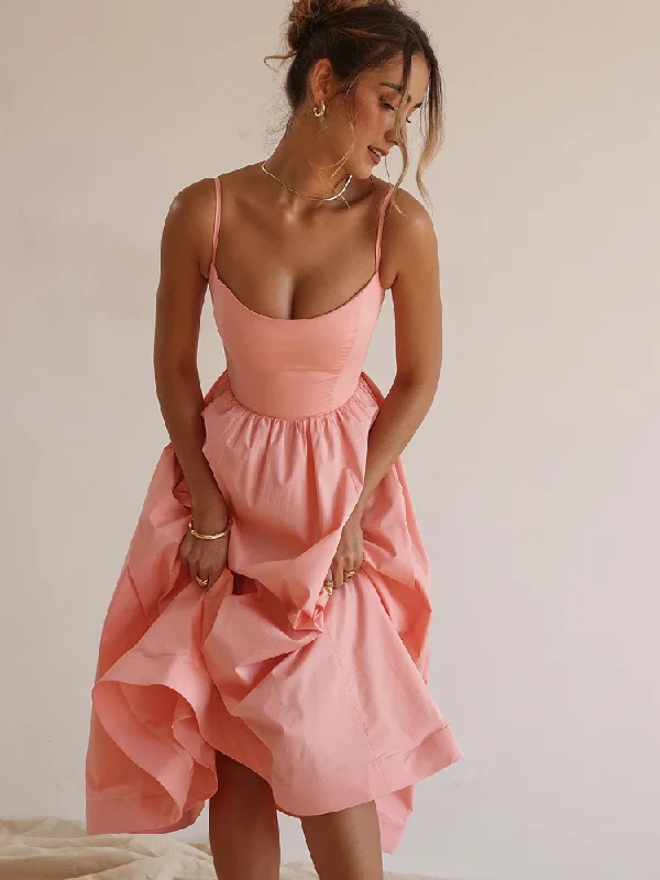 Women Elegant Long Party Dresses Pink Spaghetti Strap A Line Dress Casual Holiday Vacation Ladies Birthday Dress Women Elegant Long Party Dresses Pink Spaghetti Strap A Line Dress Casual Holiday Vacation Ladies Birthday Dress