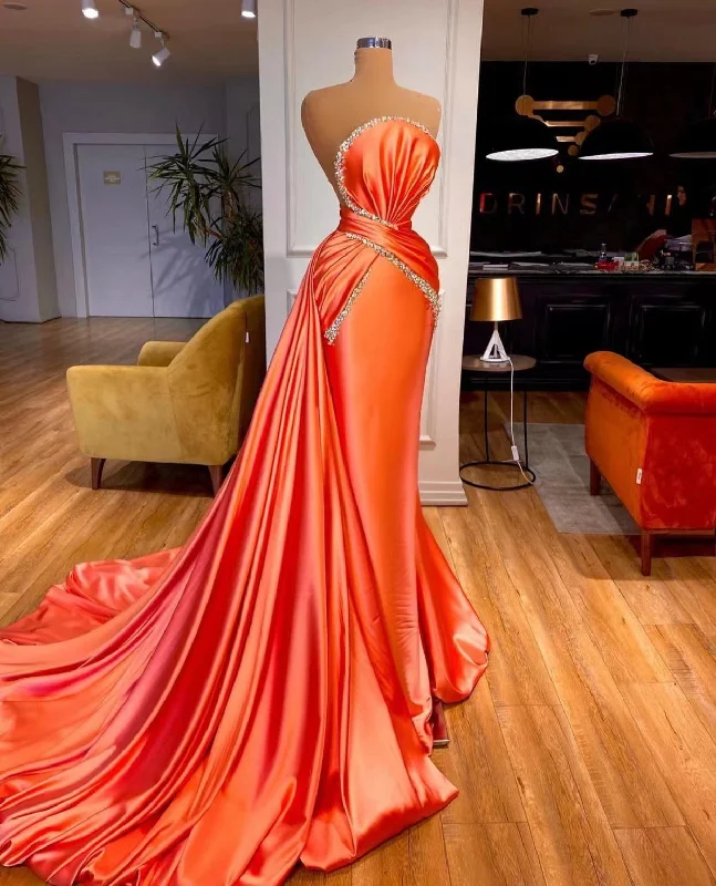 vestidos de gala, orange prom dresses, beaded prom dresses, mermaid prom dress, strapless prom dresses,DS4946 vestidos de gala, orange prom dresses, beaded prom dresses, mermaid prom dress, strapless prom dresses,DS4946
