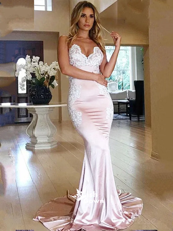 Blush Pink Appliques Mermaid Lace Up Backless Evening Gowns Formal Long Prom Dress, WG712 Blush Pink Appliques Mermaid Lace Up Backless Evening Gowns Formal Long Prom Dress, WG712