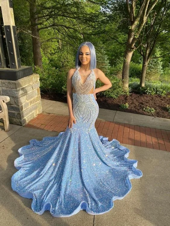 18 Birthday Outfit Evening Dress Custom Made Black Girl Mermaid Blue Prom Gowns,DS4512 18 Birthday Outfit Evening Dress Custom Made Black Girl Mermaid Blue Prom Gowns,DS4512