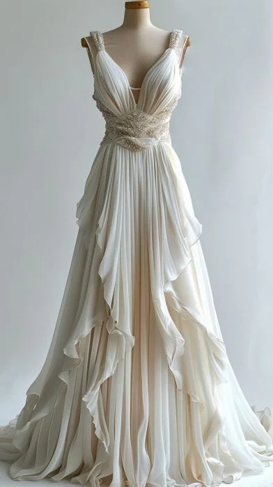 Ivory Beaded Chiffon A-line Evening Dress Long Party Prom Dress Wedding Dresses cc2428 Ivory Beaded Chiffon A-line Evening Dress Long Party Prom Dress Wedding Dresses cc2428