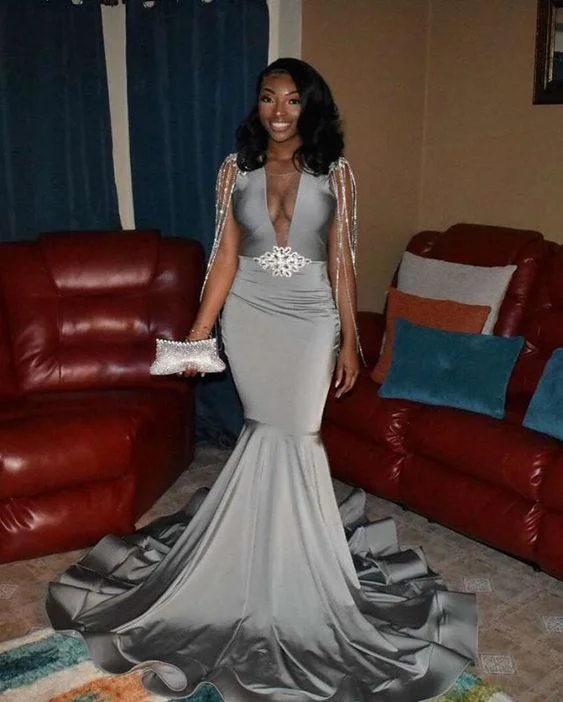 black girl prom dresses gloumous sliver appliques mermaid prom dresses | Spring Vibes Cute Spring Outfits Summer Fashion,DS4938 black girl prom dresses gloumous sliver appliques mermaid prom dresses | Spring Vibes Cute Spring Outfits Summer Fashion,DS4938