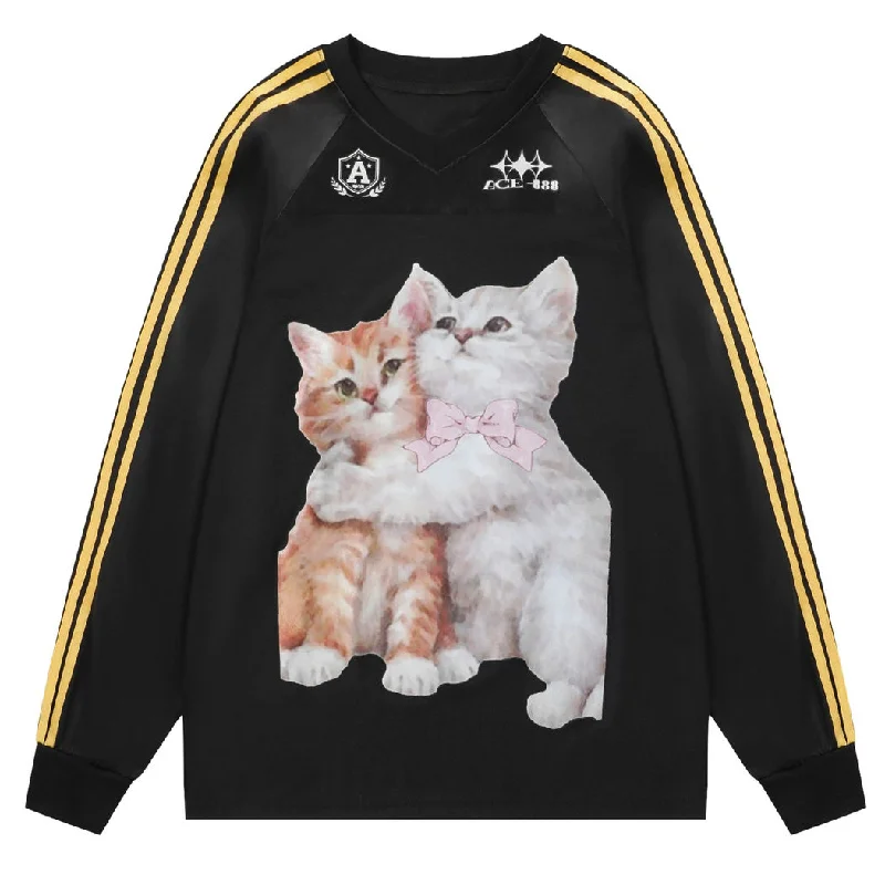 Blokette Aesthetic Kitten Print Jersey Affordable Jersey Tee