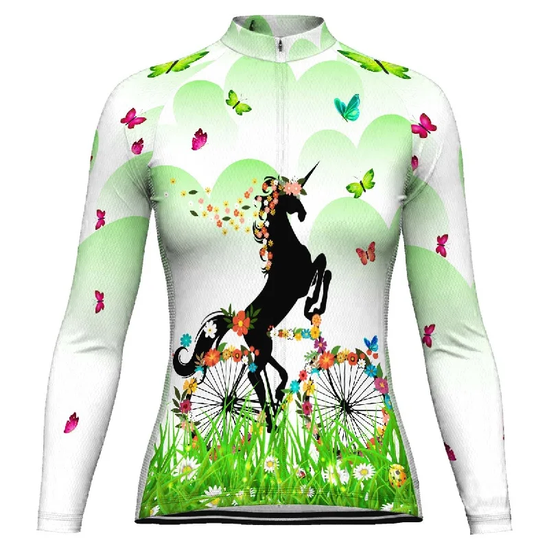 Colorful Unicorn Long Sleeve Cycling Jersey for Women Maximalist Jersey Tee
