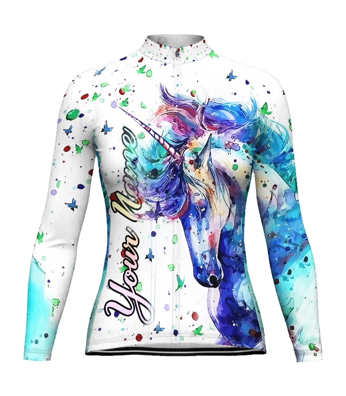 Customized Unicorn Long Sleeve Cycling Jersey for Women Eco-Friendly Jersey Tee