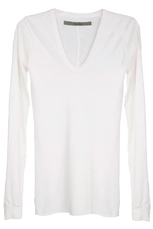 ENZA COSTA TISSUE Jersey Bold Nude Long Sleeve Top Designer Jersey Tee