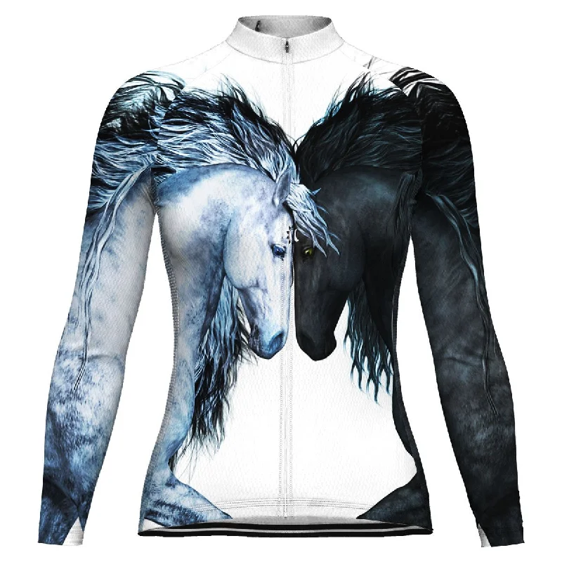 Horse Long Sleeve Cycling Jersey for Women Modern Jersey Tee