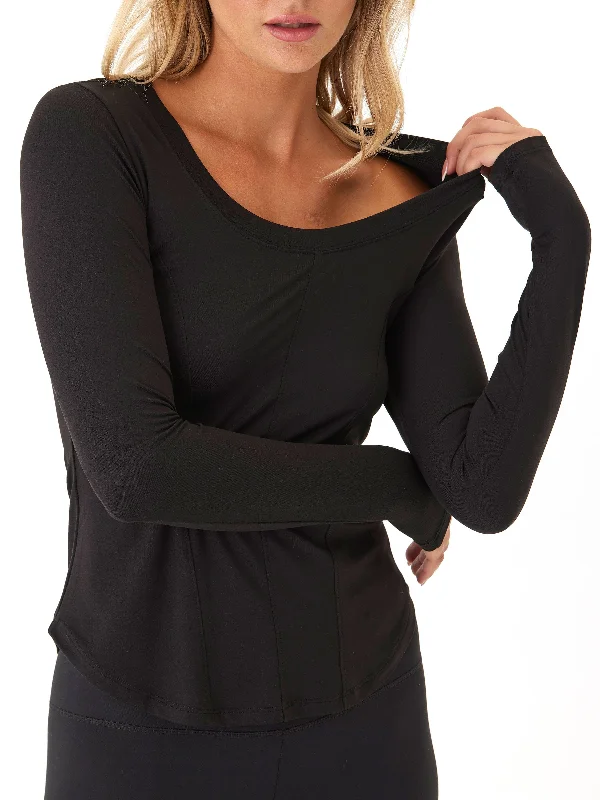 Kellie Heather Luxe Jersey Seam Detail Top Branded Jersey Tee