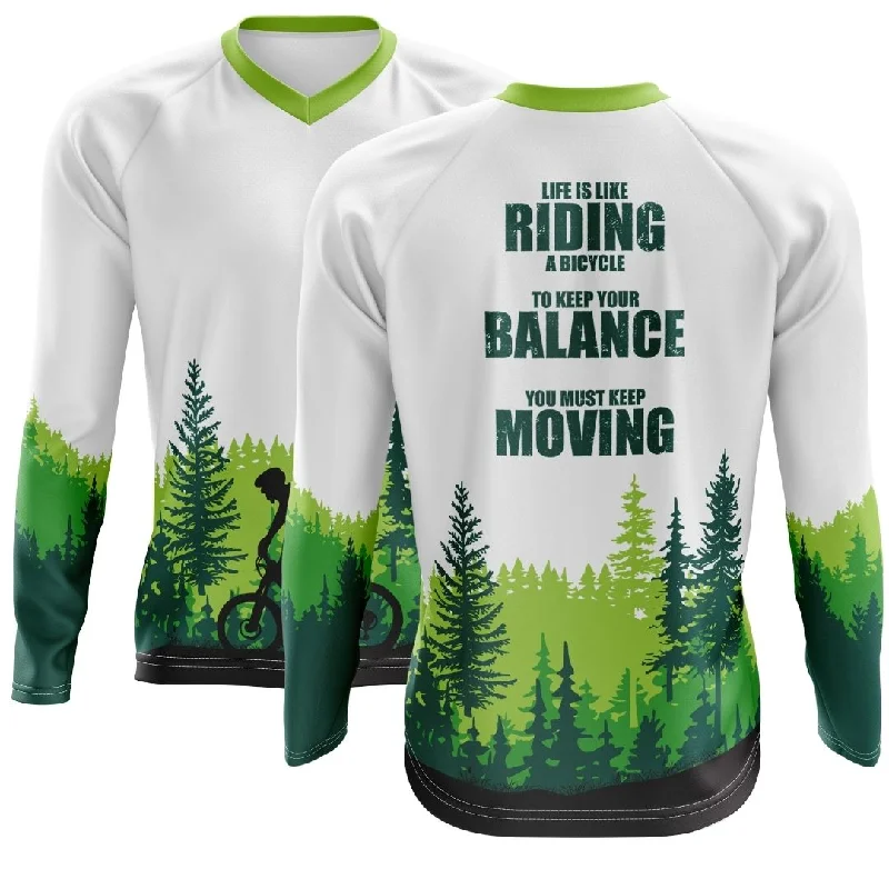 Life in Saddle | Long MTB Cycling Jersey Cream Jersey Tee