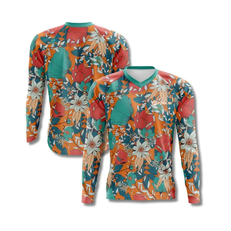 Tropical Fusion | Long Sleeve MTB Cycling Jersey Bronze Jersey Tee