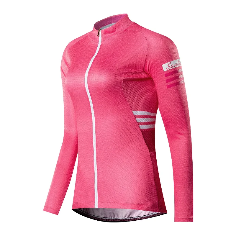 Santic Olivia Pink Women Jersey Long Sleeve Bamboo Jersey Tee