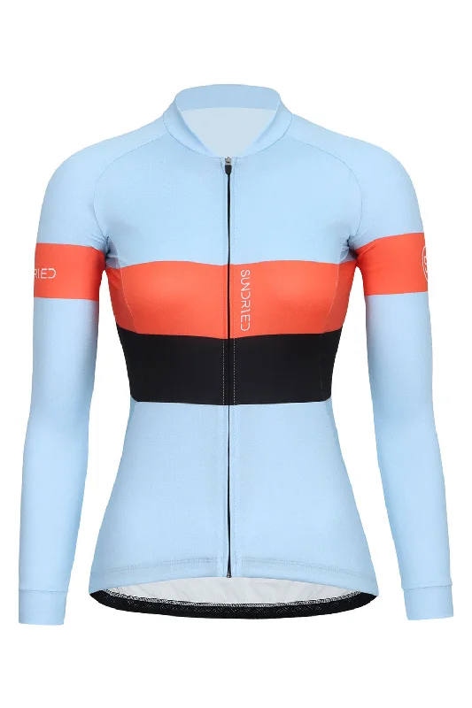 Sundried Sky Stripe Women's Long Sleeve Cycle Jersey Lavender Jersey Tee