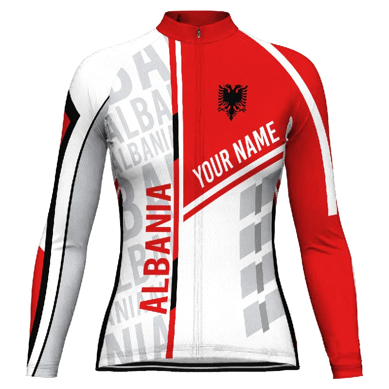 Customized Albania Winter Thermal Fleece Long Sleeve Cycling Jersey for Women Bronze Jersey Tee Customized Albania Winter Thermal Fleece Long Sleeve Cycling Jersey for Women Bronze Jersey Tee