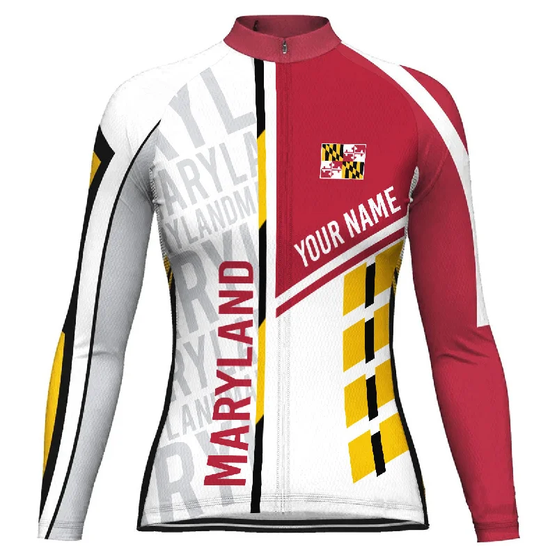Customized Maryland Long Sleeve Cycling Jersey for Women Casual Weekend Jersey Tee