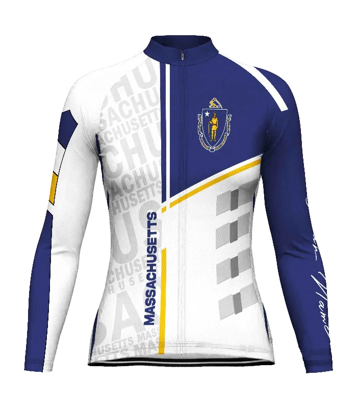 Customized Massachusetts Winter Thermal Fleece Long Sleeve Cycling Jersey for Women Casual Weekend Jersey Tee Customized Massachusetts Winter Thermal Fleece Long Sleeve Cycling Jersey for Women Casual Weekend Jersey Tee