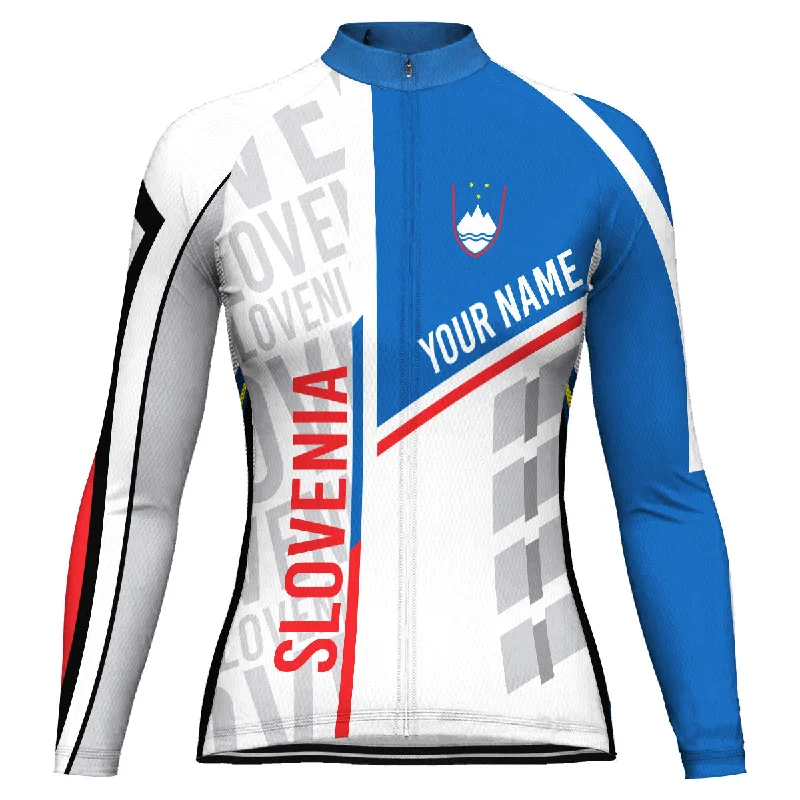 Customized Slovenia Winter Thermal Fleece Long Sleeve Cycling Jersey for Women Elegant Jersey Shirt Customized Slovenia Winter Thermal Fleece Long Sleeve Cycling Jersey for Women Elegant Jersey Shirt