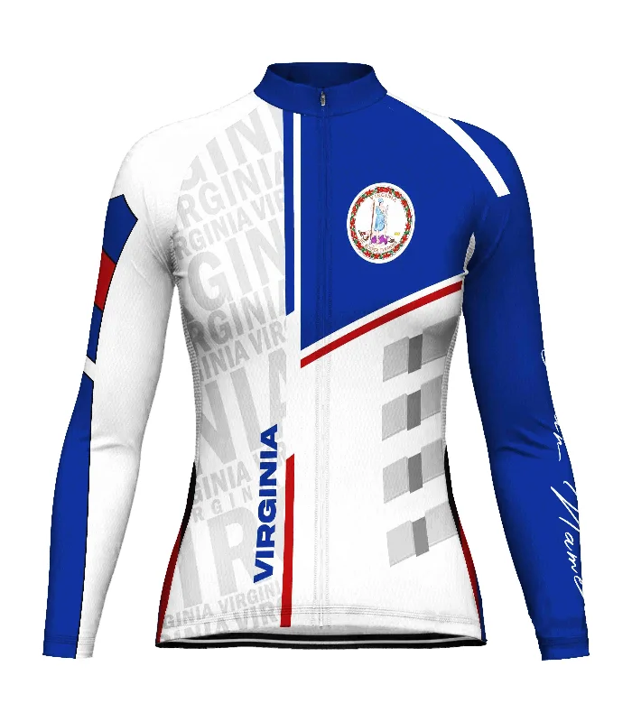 Customized Virginia Winter Thermal Fleece Long Sleeve Cycling Jersey for Women Retro Jersey Tee Customized Virginia Winter Thermal Fleece Long Sleeve Cycling Jersey for Women Retro Jersey Tee