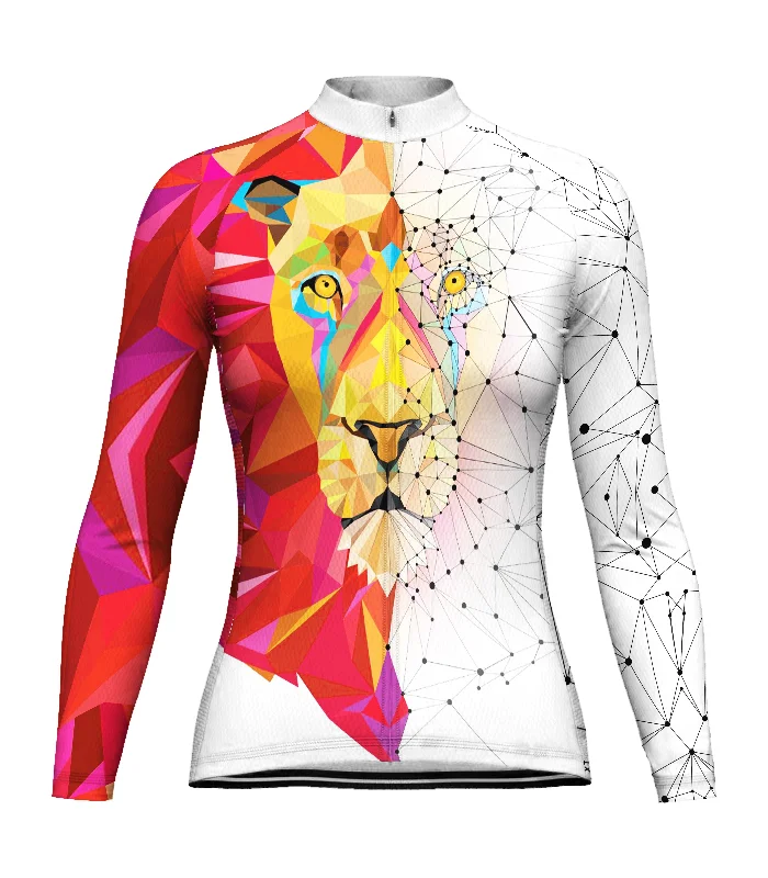 Lion Long Sleeve Cycling Jersey for Women Ribbed Jersey Tee