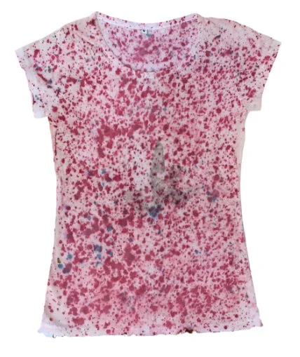 Eco Printed Organic Cotton T-Shirt- Pink Splatter Front Pockets Side Pockets Patch Pockets Eco Printed Organic Cotton T-Shirt- Pink Splatter Front Pockets Side Pockets Patch Pockets
