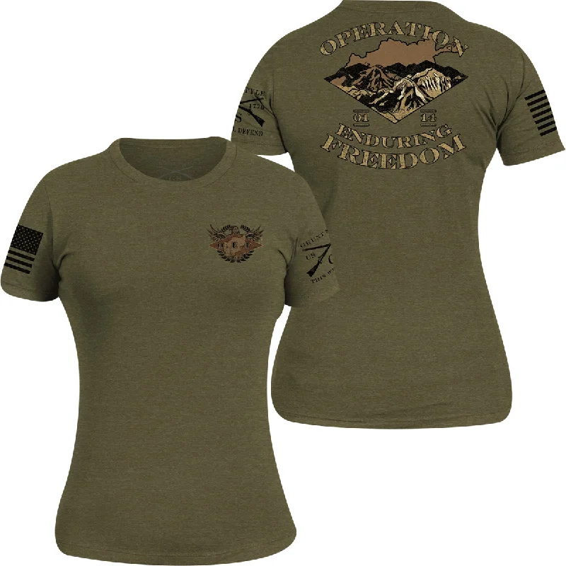 Grunt Style Women's O.E.F. Veteran T-Shirt - Military Green Zippered Front Buttoned Front Snap Front Grunt Style Women's O.E.F. Veteran T-Shirt - Military Green Zippered Front Buttoned Front Snap Front