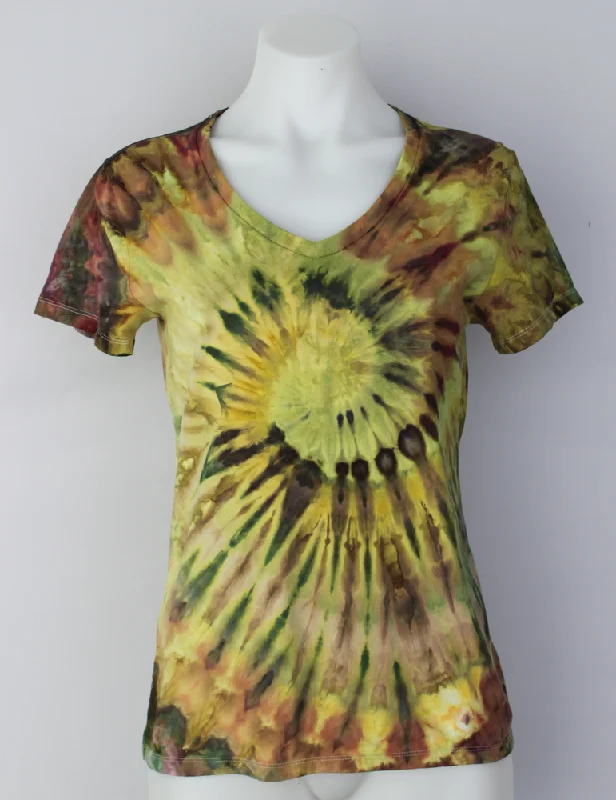 Ladies V neck t shirt size XS - Waterlilies twist Oversized T-Shirt Spandex breathable Ladies V neck t shirt size XS - Waterlilies twist Oversized T-Shirt Spandex breathable