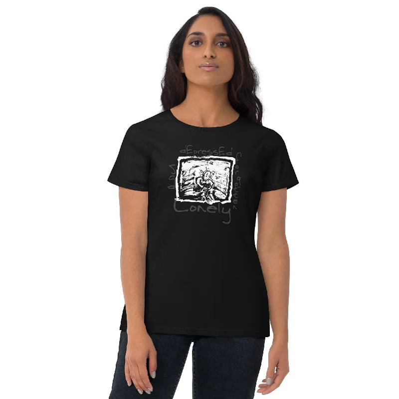 Lonely Depressed Sad Forgotten Man Artwork Women's Short Sleeve Babydoll T-shirt Lace Blend Ribbed Blend Corduroy Blend Lonely Depressed Sad Forgotten Man Artwork Women's Short Sleeve Babydoll T-shirt Lace Blend Ribbed Blend Corduroy Blend