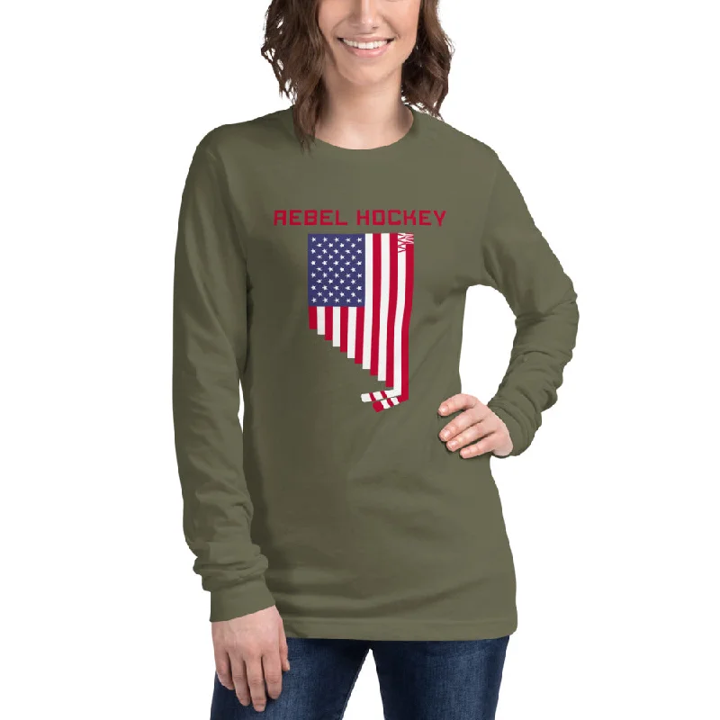 Rebel Hockey x Nevada USA Unisex Long Sleeve Tee Terry Blend Velvet Blend Canvas Blend Rebel Hockey x Nevada USA Unisex Long Sleeve Tee Terry Blend Velvet Blend Canvas Blend