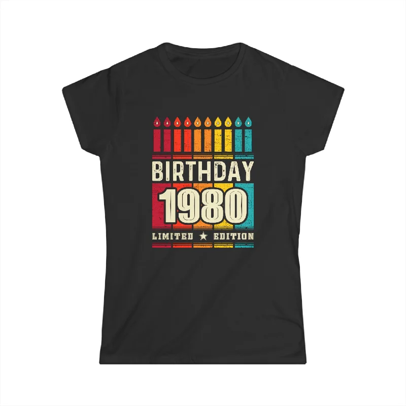 Vintage 1980 TShirt Women Limited Edition BDay 1980 Birthday Women Tops Fitted T-Shirt Seamless Stretchy Vintage 1980 TShirt Women Limited Edition BDay 1980 Birthday Women Tops Fitted T-Shirt Seamless Stretchy
