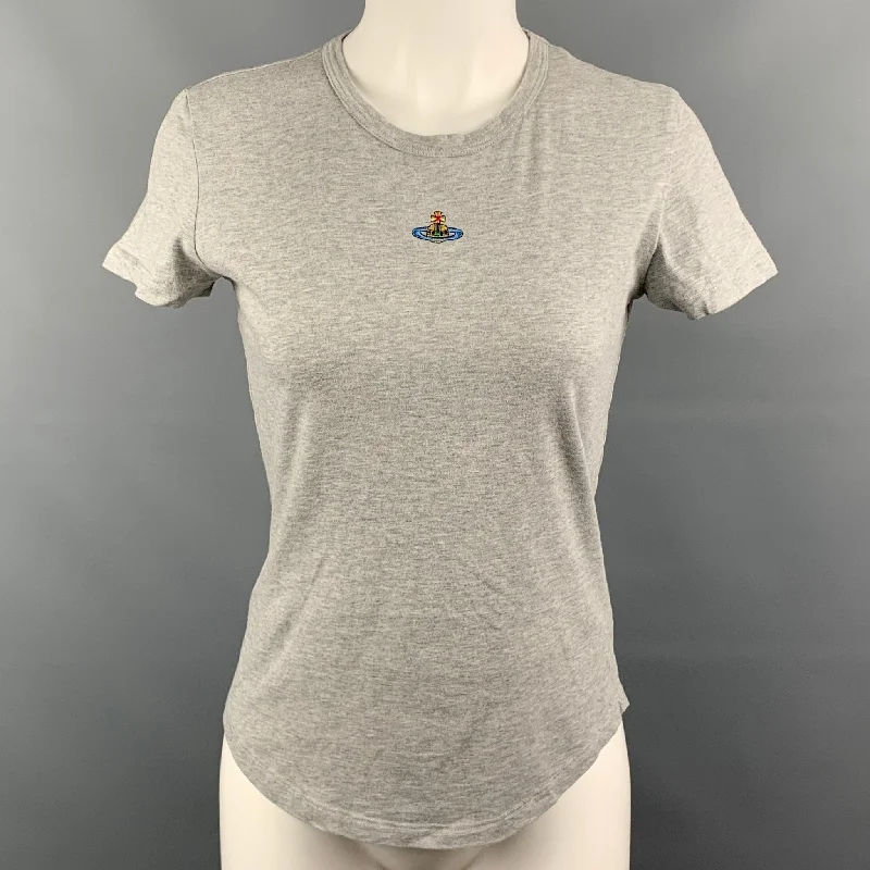 VIVIENNE WESTWOOD RED LABEL Size L Grey Heather Embroidered Logo Cotton T-Shirt Asymmetrical Pockets Print VIVIENNE WESTWOOD RED LABEL Size L Grey Heather Embroidered Logo Cotton T-Shirt Asymmetrical Pockets Print
