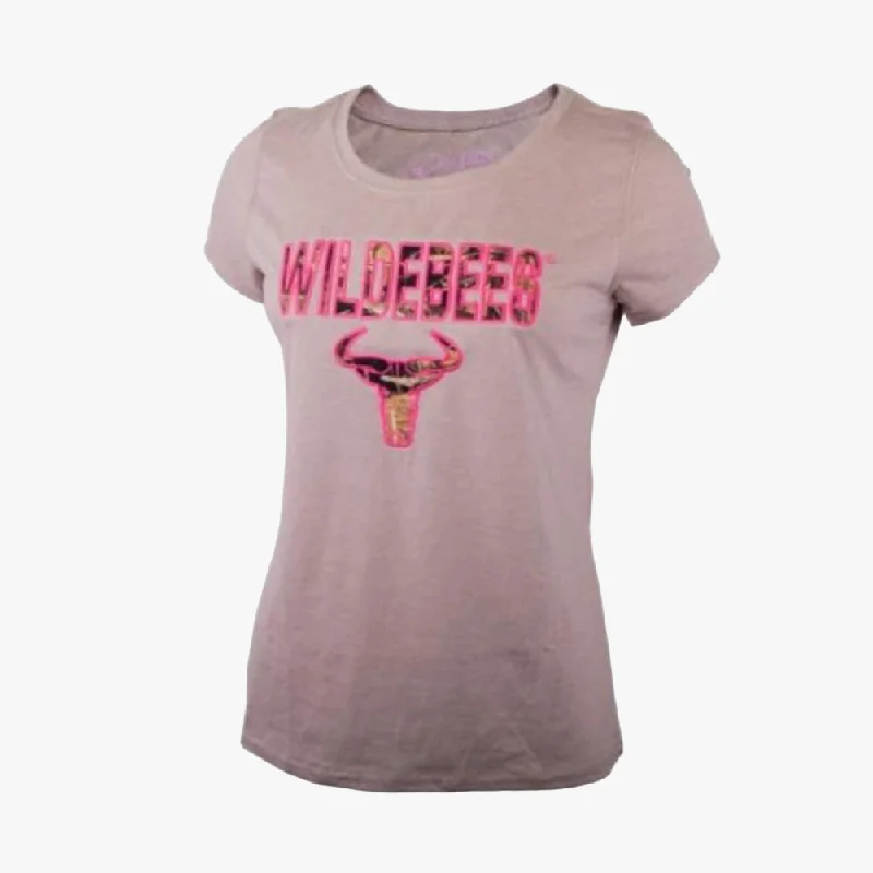 Wildebees Womens Applique Short Sleeve Tee Latte Mel Denim Fabric Leather Fabric Suede Fabric Wildebees Womens Applique Short Sleeve Tee Latte Mel Denim Fabric Leather Fabric Suede Fabric